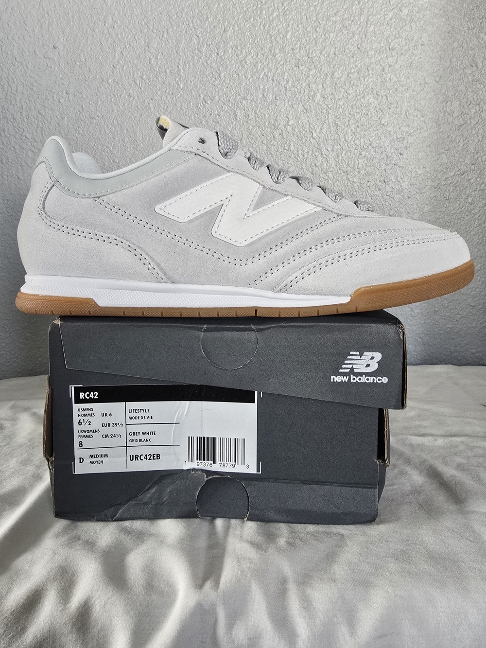 New Balance RC24 Grey Suede Sneakers with Gum Sole